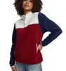 New High Quality Womens Fleece Sweatshirt with Half Button Long Sleeve Sweatshirts Short Cropped Shirts Without Hood