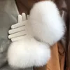 Véritable peau de mouton gants de fourrure de renard femmes gant en cuir véritable hiver chaud style de mode naturel moelleux fourrure de renard surdimensionné personnaliser 240314