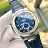 5711 1A-010 Sport Watch mens automatic mechanical watches Silver Case Blue Dial Stainless Luxury Band Mens Watches269R