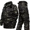 Camoue Military Tactical Sets Men Multi-Pockets Wear-Resistant Combat Jacket+Cargo Pants Outdoor Training Fishing Suits Male 63v9＃