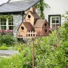 Casa de pássaros para jardim, com poste de metal, alimentadores de pássaros, estacas de jardim, casas de pássaros para pátio, quintal, estilo ao ar livre c