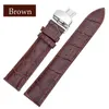 Watch Bands Business casual black brown genuine Calfskin leather strap with butterfly buckle and crocodile pattern bracelet 18 20 22 24mm 24323