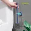 Bürsten ECOCO Toilettenbürste Haushalt Kein toter Winkel Langer Griff Toilettenartefakt Wandmontierte Silikon-Toilettenbürste Badezimmer-Mithelfer