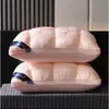 Pure Cotton 3D European White Cotton Pillow Core Rectangle Grey Bedroom Sleep El Lumbal Pillow Mid-High Pillow for Sleeping 240320