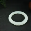 Natural 100 Real Jade White Jade Bangle Round Bar Jadeite Graved Thread for Woman Temperament Gift -armband 240315