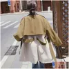 Womens Trench Coats Superaen Coreano Design Patchwork Windbreaker Jaqueta Solta Primavera e Outono Contraste Cor Casaco Drop Delivery A Otmrn