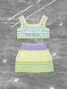 Projektantka ubrania dla niemowląt moda dziewczyna dressur girl sukienki Rozmiar 100-160 cm 2PCS Camisole i kolorowa dzianinowa spódnica w paski 23 czerwca