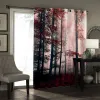 Cortinas Rojas Misteriosas Hojas de Arce Bosque Tratamientos de Ventanas Cortinas Cenefa Cortinas de Ventana Cortinas Oscuras Luces Sala de Estar Baño