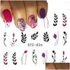 Stickers Decals Nail 1 Pc Flower Leaf Tree Summer Tips Animal Butterfly Tattoo Water Transfer Slider Decal Manicure Art Decoration Dro Dh54Q