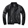 Vache noire véritable cuir Bomber veste hommes peau de vache véritable veste en cuir manteau court mince Busin veste en cuir vêtements a00h #