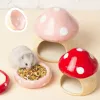 Cages Hamster Ceramic House Mushroom Forme Curieuse et belle adaptation à la nature de la maison de compagnie de meuble Hamsters