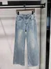 Jeans de mujer Moda Diamantes Pantalones rectos de alta calidad Pantalones de mezclilla azul Señora 2024 Primavera