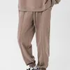 380G MENS PLUS STORLEK Tungt Cott Sweatpants Solid Brown Gnt färgade avslappnade byxor av hög kvalitet stickade joggerfickor l4oo#