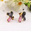 Boucles d'oreilles LUBOV Mini noir rose cristal pierre incrustée couleur or métal Piercing élégant femmes bijoux de fête