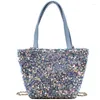 Borsa Paillettes Ascella 2024 Estate di alta qualità Borse in pelle PU Lady Totes Spalla Catena da viaggio Bling Moda Crossbody