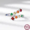 Anéis de cluster 925 prata corte redondo safira gem festa de casamento feminino aberto moda jóias atacado