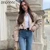 Kaki ceinture femmes veste automne 2023 mode décontracté Streetwear bouton lâche à manches longues hauts femme recadrée Trench manteau vêtements d'extérieur 240311