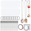 Sleutelhangers 44 stuks sublimatie stempelen blanco aluminium dog tags met ketting sleutelhangers warmte tape voor huisdier ID hanger