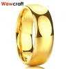 Spiesjes gouden wolfraamcarbide ring heren dames trouwring verlovingsringen gepolijst koepelvormig comfort fit binnen gravure gratis