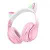 HOCO W42 Casques Bluetooth avec oreilles de chat 5.3 Sans fil Son stéréo de haute qualité Écouteurs portables pliables Casque stéréo de sport intra-auriculaires Avec emballage de vente au détail