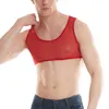 sexy Man Transparent T-shirts Mesh Crop Tops Vest Tanks Sleevel Sports Muscle Undershirt U Neck Vests Tee Clothing For Men X0EX#