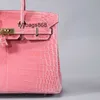 Sac à main femme BK L fille sac en cuir de Crocodile rose Crocodile pur cousu à la main 25bk sac en cuir véritable pour femme