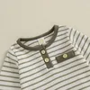 의류 세트 유아용 아기의 옷 소년 2pcs 바지 긴 소매 줄무늬 롬퍼 및 단색 어린이