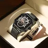 Armbandsur lyxigt Big Square Chronograph 2024 Quartz Watch for Men Leather Fashion Wrist Watches Waterproof Male