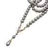 Pendentif Colliers Europe et États-Unis Mode Perles de verre gris Une variété de vêtements Perle Long Collier pour femme Bijoux