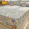 Set 100% Cotton Fitted Bed Sheet with Elastic Band +2pc Pillowcase Antislip Adjustable Mattress Cover Single Double King Queen B103