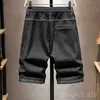 Herenshorts Grote elastische zwarte denimshorts Vijfpunts losse broek die niet vervaagt Hoogwaardige shorts Modieuze 7XL herenshorts J240325