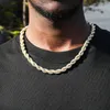 D Collier de boucle à la chaîne de corde D Z 8 mm Iced Out Cumbic Zircon Stones Twist for Men Hip Hop Bijoux 240311