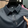 High End Luxury 2023 Summer New Ice Silk Men's Polo Shirt High Quality Solid Short Sleeve No Trace Classic Fi Busin Prin S4JC#