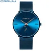 CRRJU mode bleu hommes montre haut de gamme marque minimaliste Ultra-mince montre à Quartz décontracté étanche horloge Relogio Masculino X0625270m