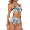 Maillots de bain pour femmes Sexy Dalmatien Dog Imprimer Bikini Ensemble Noir Spotté Maillot de bain à la mode Taille haute Plage Oversize Maillot de bain