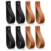 Accessories 8 Pcs PU Leather Wall Hooks Pu Leather Curtain Rod Holder Towel Holders For Wall Faux Leather Strap