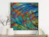 Calligraphy Handpainted Modern Animals Abstract Fishes Acrylic Painting on Canvas Beautiful Colors Funny Abstract Fishes Acrylic Painting