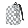 Backpack Gray And White Checkerboard Casual Sports Student Business Daypack For Men Women Laptop Computer Canvas Bags