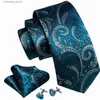 TIENES NECLO Men de lujo Juego de corbata azul verde azulado Paisley Silk Corbe de bolsillo Square Gosins accesorios de boda Corbatas Barrywang 6276 Y240325