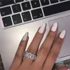 Impressionante anel de promessa Sterling Sier 11 peças anéis de noivado de diamante oval para mulheres