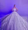 Wunderschönes Ballkleid-Brautkleid, trägerlos, ärmellos, Brautkleid mit Pailletten, Sweep-Zug-Kleid nach Maß, Vestidos de Novia