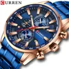 cwp chronographe Quartz montre pour hommes CURREN en acier inoxydable Date montre-bracelet horloge mâle montres lumineuses Relogio Masculino268B