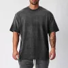 mens Oversized Fit Short Sleeve T-shirt With Dropped Shoulder Loose Hip Hop Fitn T Shirt Summer Gym Bodybuilding Tops Tees p67G#