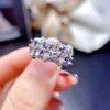 Cluster Rings Natural Tanzanite Ring 925 Silver Certified 3x4mm Purple Gemstone Girl's Holiday Gift Free Product