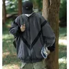 sports Casual Mens Charge Jacket Reflective Strip Patchwork Stand Collar Male Coat Thin Oversized Harajuku Outdoors Windbreaker 15mJ#