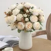 Fleurs décoratives 1pc vase de pivoine de soie artificielle pour la fête de Noël décor accessoire maison mariage arrangement floral bricolage artisanat fournitures