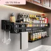 Racks MEIDJIA 60/70/80 cm étagère de cuisine support mural étagère à épices assaisonnement support de rangement porte-couteau organisateur de baguettes accessoire de cuisine
