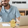 Tazze Tazza a forma di capibara da 450 ml Impugnatura ergonomica per caffè 3D Regalo meraviglioso Estetica carina con coperchio per gli amanti degli animali