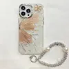 Mobiele telefoonhoesjes met armband Luxe schaalpatroon Gold Silver 3D Butterfly Telefoonhoesje voor iPhone 15 14 13Pro 12 11 XR XS X LENS BEWEGERD DOCTER H240326