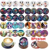 Stitch 8st Diy Rose Diamond Målning Coaster Cross Peacock Diamond Art Mosaic Cup Cushion Table Placemat Christmas Halloween Decorgift